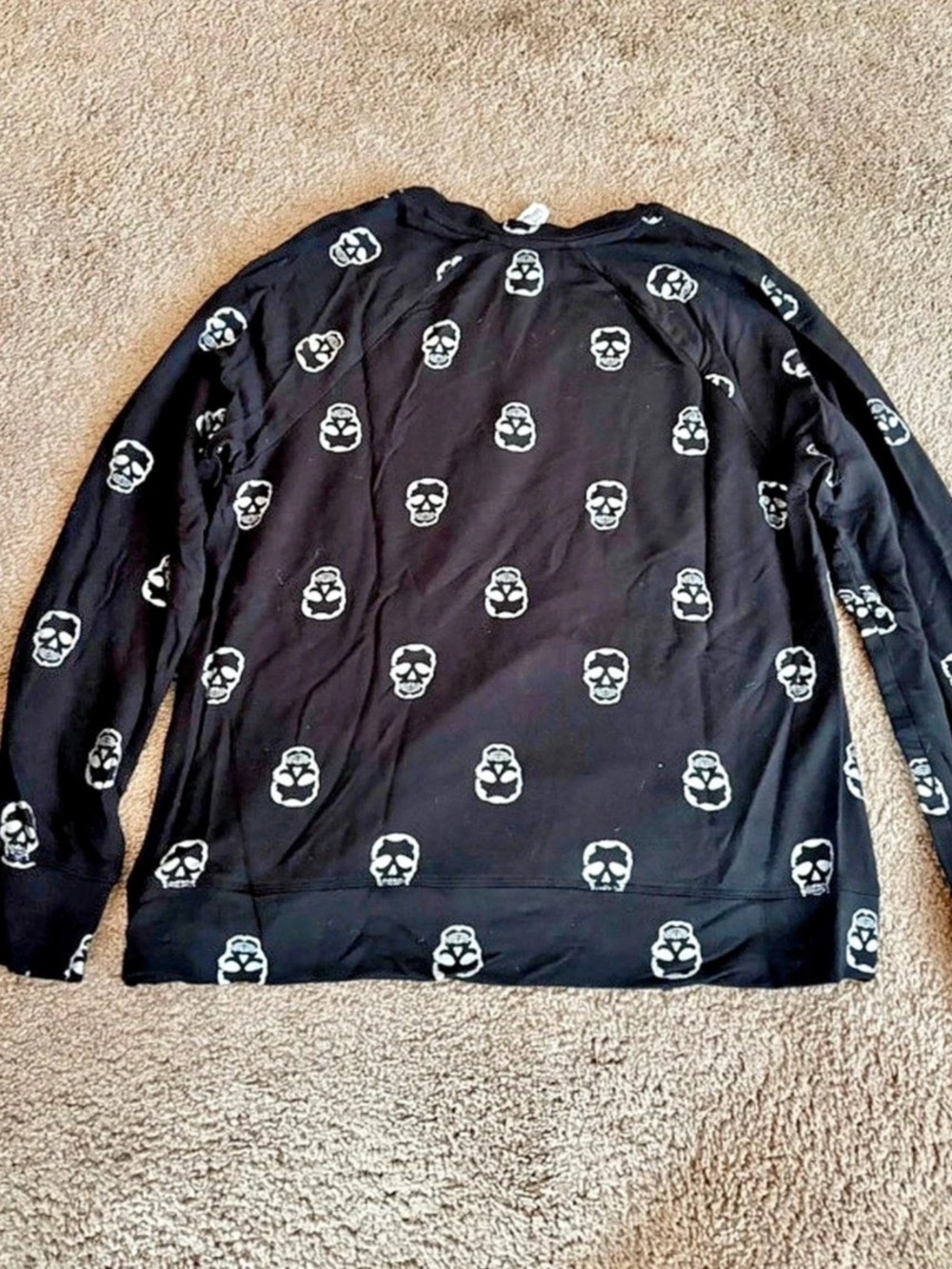 For the Republic Skull Print Long Sleeve Top Black Size Small